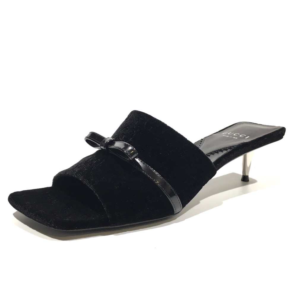 Gucci Gg Jacquard Velvet 55mm Mules -Black -Us 6.5 -New